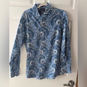 Daniel Cremieux Blue and White Paisley Shirt